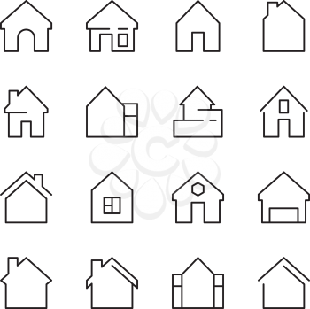 House icon. Web symbols buildings interior garage doors roof house vector linear template. House apartment, architecture residential home illustration