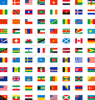 Country flags. World wide independence map name of different flags banners vector symbols. Big set of flag national independence country illustration