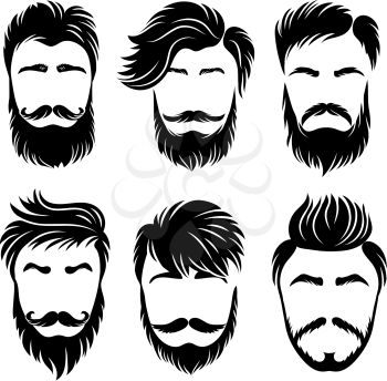 Man hair style. Shaved haircut and barber grooming different stylish variations vector set. Illustration hair mustache, haircut hipster silhouette