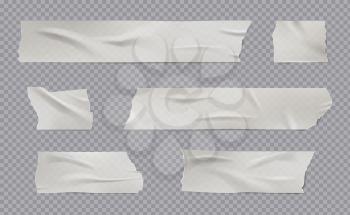 Adhesive tape. Realistic sticky wrinkled paper tape with shadows creases torn edges damaged surface vector templates. Scotch paper adhesive, tape sticky ripped illustration