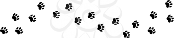 Animal steps trail. Pets foot prints, cat or dog road vector illustration. Foot pet print, animal step footprint trace trail silhouette