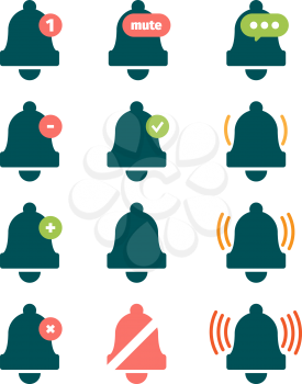 Message bell. Sound reminder symbols phone ring invitation doorbells vector icons collection. Illustration ring sound signal mute button for smartphone