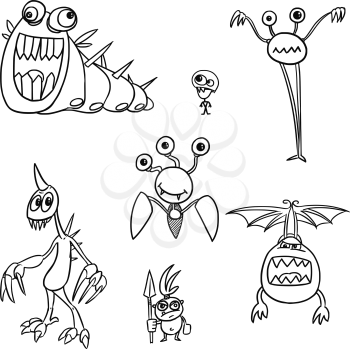 Set03 of cartoon vector doodle monsters