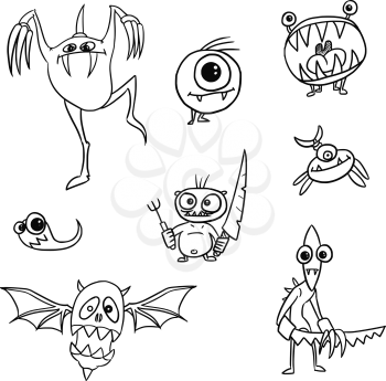 Set04 of cartoon vector doodle monsters
