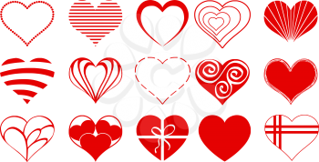 Set03 of vector valentine heart icons drawings doodles in red color