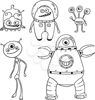  Vector Cartoon Set 01 of friendly alien astronauts