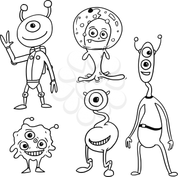  Vector Cartoon Set 05 of friendly alien astronauts
