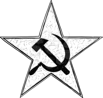 Hammer and sickle inside star- symbol of communism and Soviet Union 