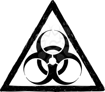 Vector drawing illustration of biohazard symbol sign