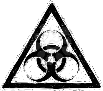 Vector drawing illustration of biohazard sign symbol