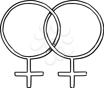 Hand drawing female and female symbols vector illustration.