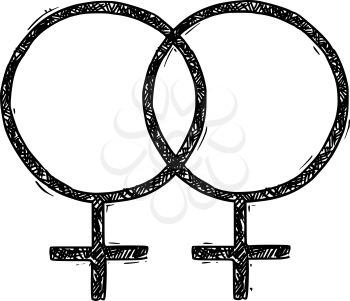 Hand drawing female and female symbols vector illustration.