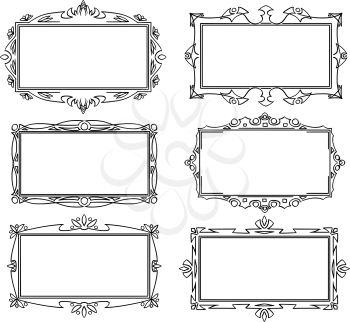 Set of various artistic ornamental frame label designs.
