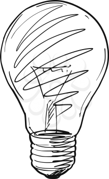 Vector artistic conceptual pen and ink sketch drawing illustration of light bulb.