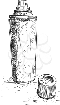 Vector artistic pen and ink sketch drawing illustration of penetrating oil spray isolated.