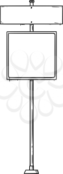 Vector artistic pen and ink drawing of empty or white traffic sign with two areas for your text.