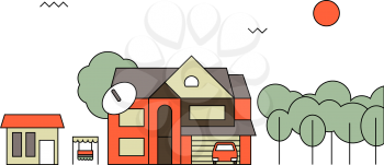 Traditional family home. Modern flat design vector concept illustration.