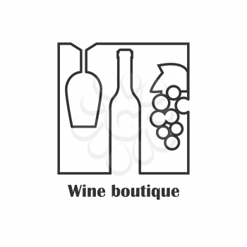 Logo or label for wine boutique, winery or wine house. Flt style