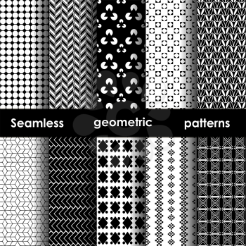 Set of 6 monochrome seamless geometric patterns