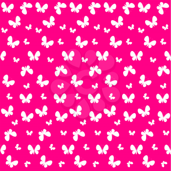 Cute seamless pattern with white butterflies on pink. Can be used for background, textile pattern, scrapbooking etc.