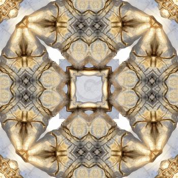 Abstract seamless background, kaleidoscope tile pattern in gold colors