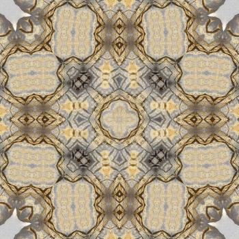 Abstract seamless background, kaleidoscope tile pattern in gold colors