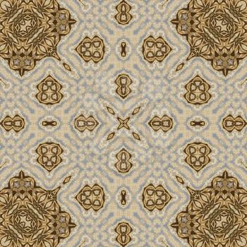 Abstract seamless background, kaleidoscope tile pattern in gold colors. Orient motif illustration