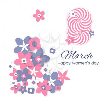 8 March international women s day background. Greeting card template. Vector illustration.