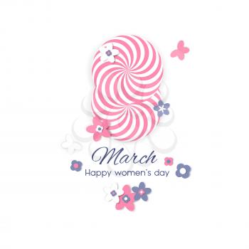 8 March international women s day background. Greeting card template. Vector illustration.