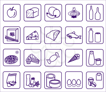 Supermarket icons. Signs for products on white background. EPS 10