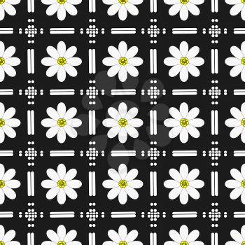 Seamless pattern with daisies. Can be used for pattern fabric, background, template for greeting card