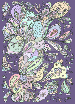 Hand-drawn pattern lilac. Abstract doodle background. EPS10 vector illustration
