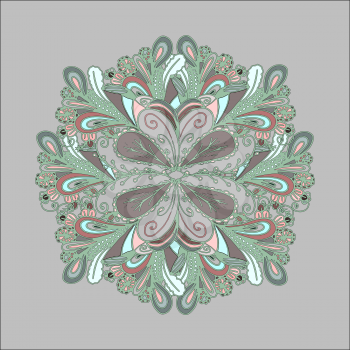 Abstract round pattern. Vintage paisley ornament. Colors are easily editable.