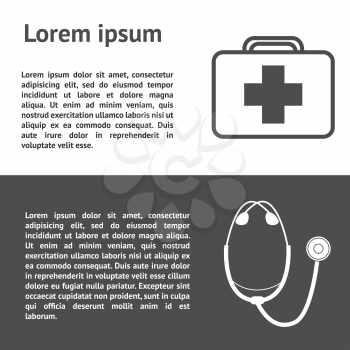 Simple banner template of emergency medical services, hospitality in clinic, professional medicine.