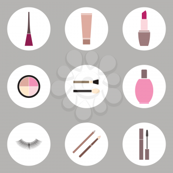 Cosmetic and make up colorful flat icon set