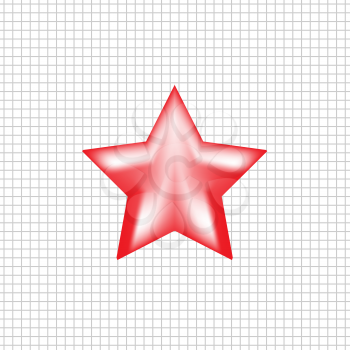 Red star icon with white glow on surface