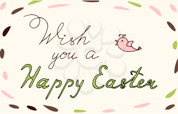 Easter vector vintage phrase Wish you a happy Easter. Easter T shirt Hand lettering. Vector. Hand drawn typography poster. Conceptual handwritten phrase.