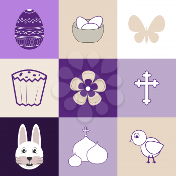 Set of 9 images on the theme of Easter