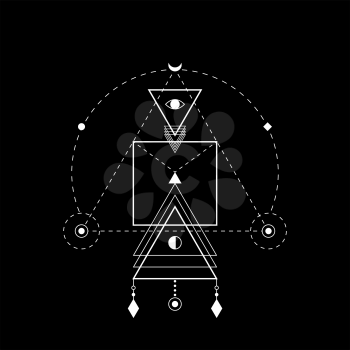 Sacred geometry forms. Magical totem. Alchemy, religion, philosophy, hipster elements and logo.