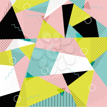 Memphis pattern of geometric shapes for tissue and postcards. Hipster poster, juicy, bright color background.
