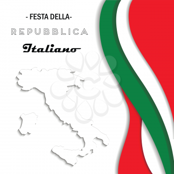 Italian National Rebuplic Day. Festa della Repubblica Italiana. Vector banner with italian flags colors and map