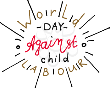 World Day Against Child Labour Holiday, celebration, card, poster, logo, lettering. Modern style