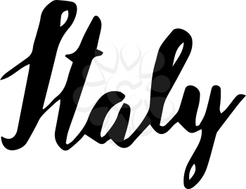 Italy hand lettering. Name of country. Ink illustration. Modern brush calligraphy. Isolated on white background.