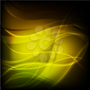 Curvy abstract background with yellow bright lines