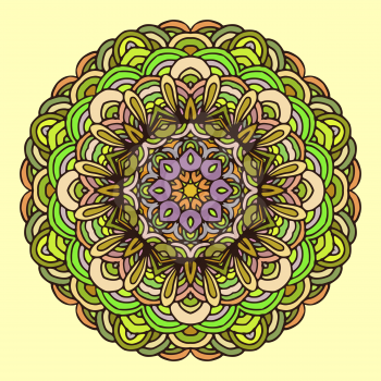 Hand drawn mandala colorful. Geometric circle motif for design, invitation cards and elements for yoga symbol etc.