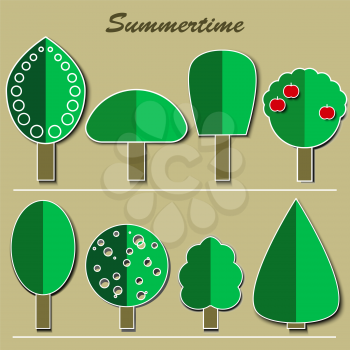 Collection Of summer Trees. Simple collection of summer trees of different shapes.  Vector illustration EPS10.