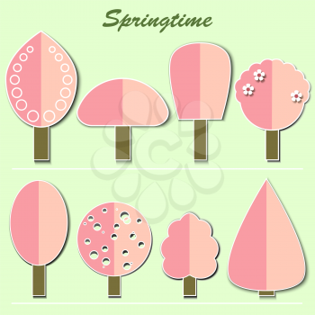 Collection Of Spring Trees. Simple collection of spring trees of different shapes.  Vector illustration EPS10.