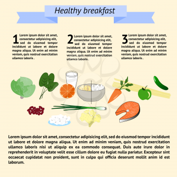 infographics healthy breakfast tamplate. Can be used for website, broshures etc.