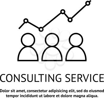 consulting service logo. Profit increase idea. Outline style