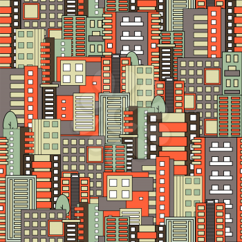 Residential district seamless pattern. Modern flat design style.